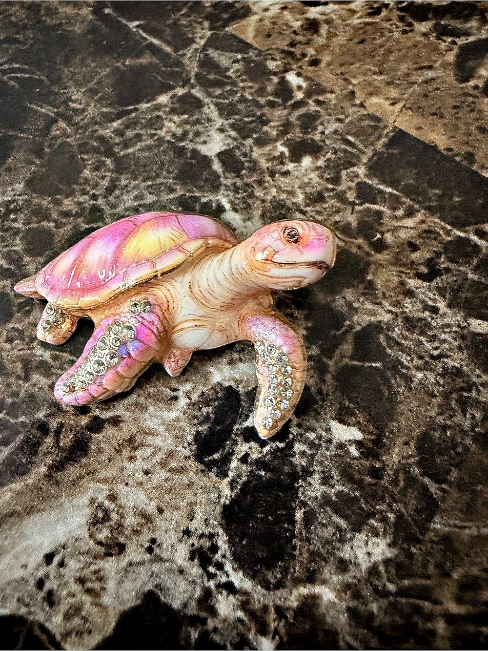 Pink & Gold Turtle Brooch